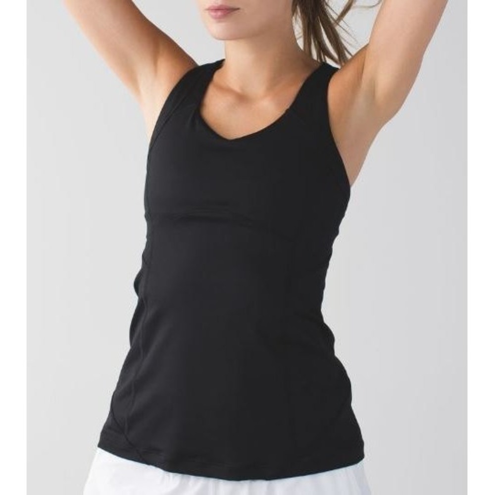 Lululemon Cool Racerback Tankโ Top Cross Strap Athletic Black Size 6 Kanto Catch